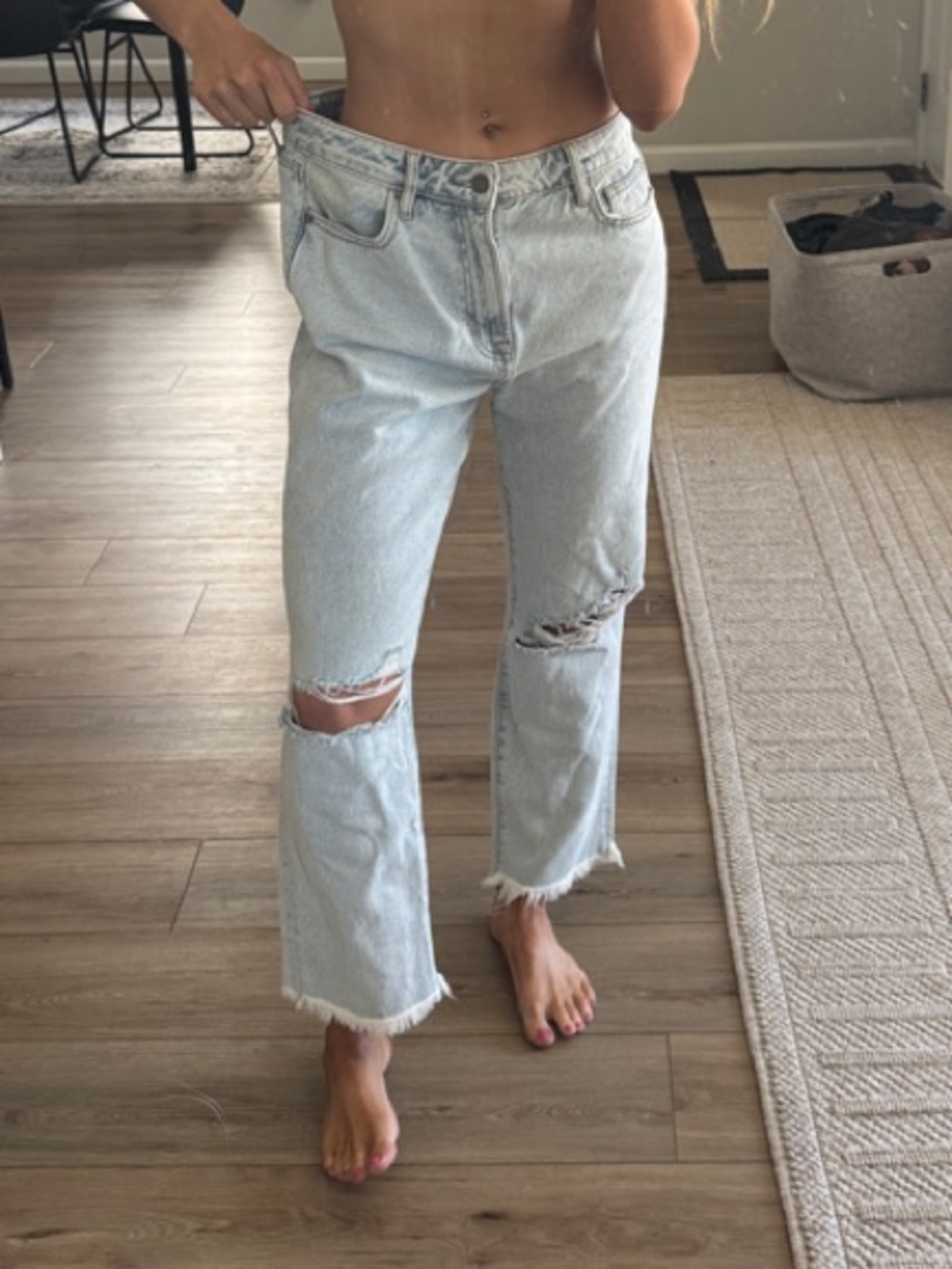 Altar'd State Light Blue Distressed Boyfriend Jeans